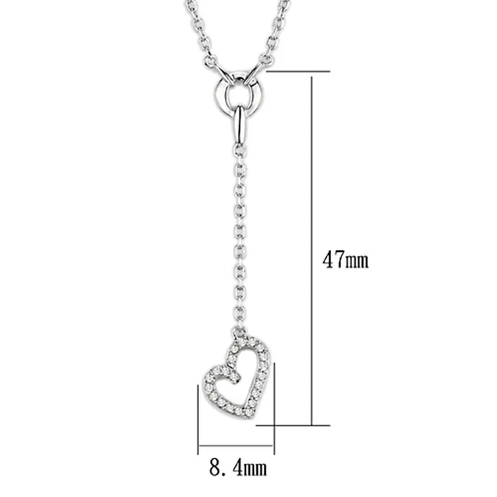 Necklaces 3W425 Rhodium Brass Necklace with AAA Grade CZ in Clear Alamode