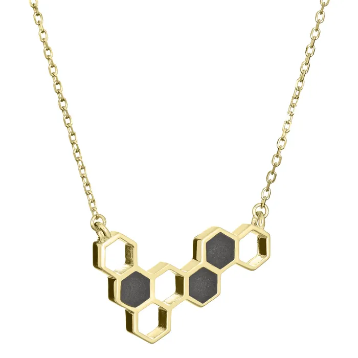 Necklaces Honeycomb Cremation Necklace in 14K Yellow Gold closebymejewelry