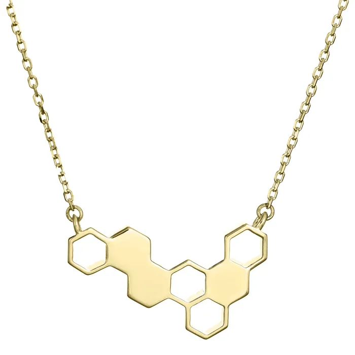 Necklaces Honeycomb Cremation Necklace in 14K Yellow Gold closebymejewelry