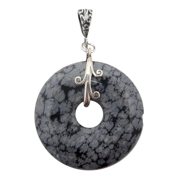 Necklaces Satin Crystals Snowflake Obsidian Pendant Crumpet Donut Sterling Silver Necklaces Satin Crystals Snowflake Obsidian Pendant Crumpet Donut Sterling Silver