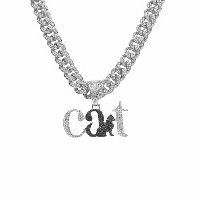 Necklaces VVS Jewelry Cat Pendant Cuban Chain