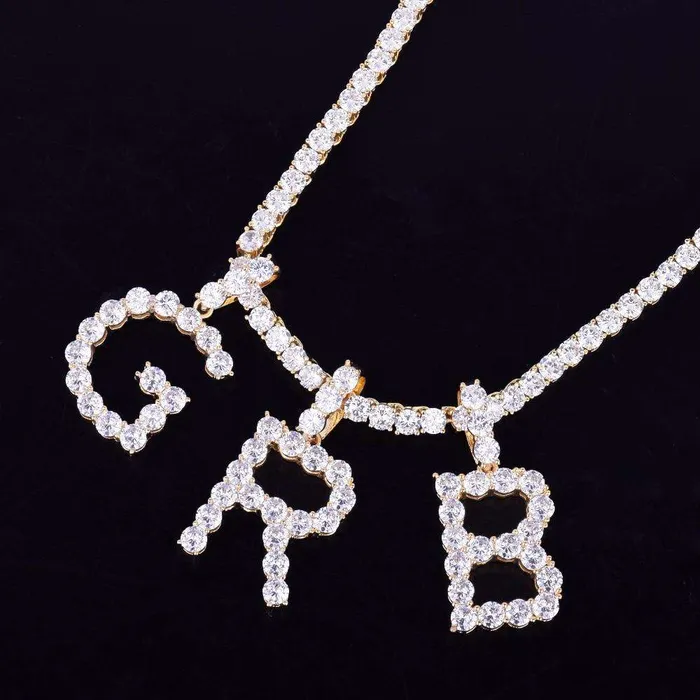 Necklaces VVS Jewelry Custom Silver Tennis Letter Necklace