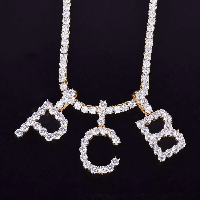 Necklaces VVS Jewelry Custom Silver Tennis Letter Necklace