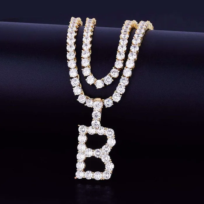 Necklaces VVS Jewelry Custom Silver Tennis Letter Necklace