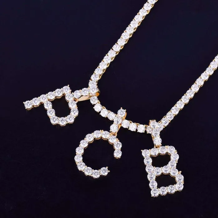 Necklaces VVS Jewelry Custom Silver Tennis Letter Necklace