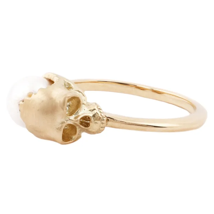 Open Skull Pearl Ring Anthony Lent Rings