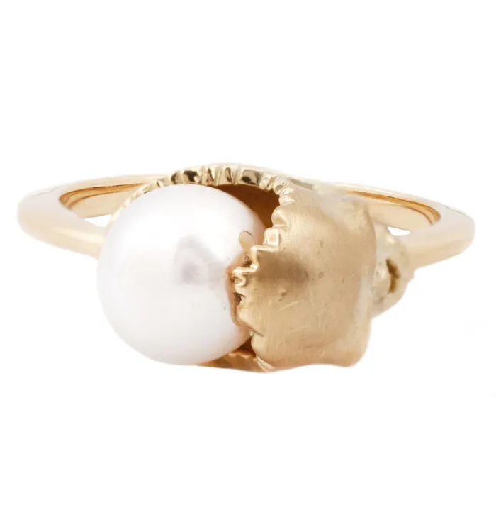 Open Skull Pearl Ring Anthony Lent Rings