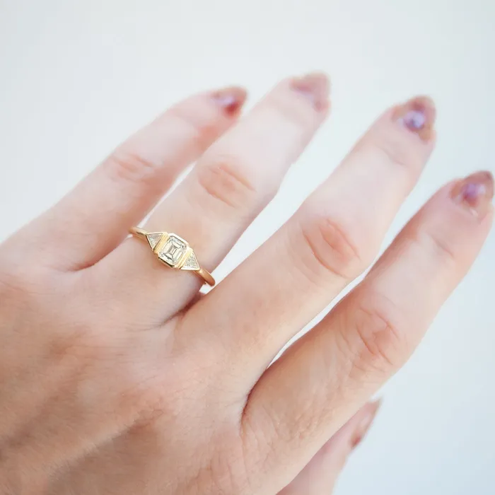 Radiant Diamond Step Cut Ring Lauren Wolf Jewelry Rings