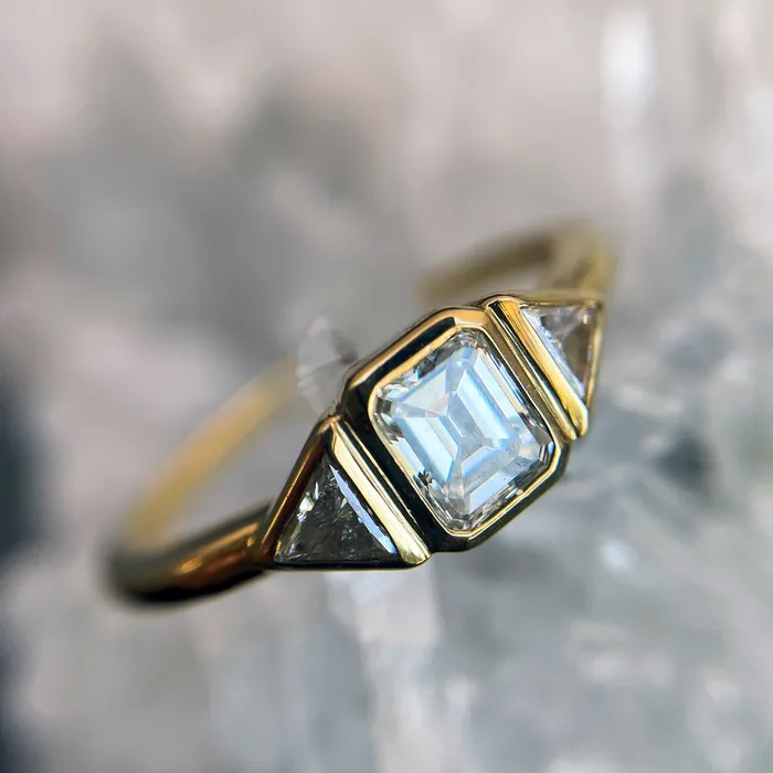 Radiant Diamond Step Cut Ring Lauren Wolf Jewelry Rings