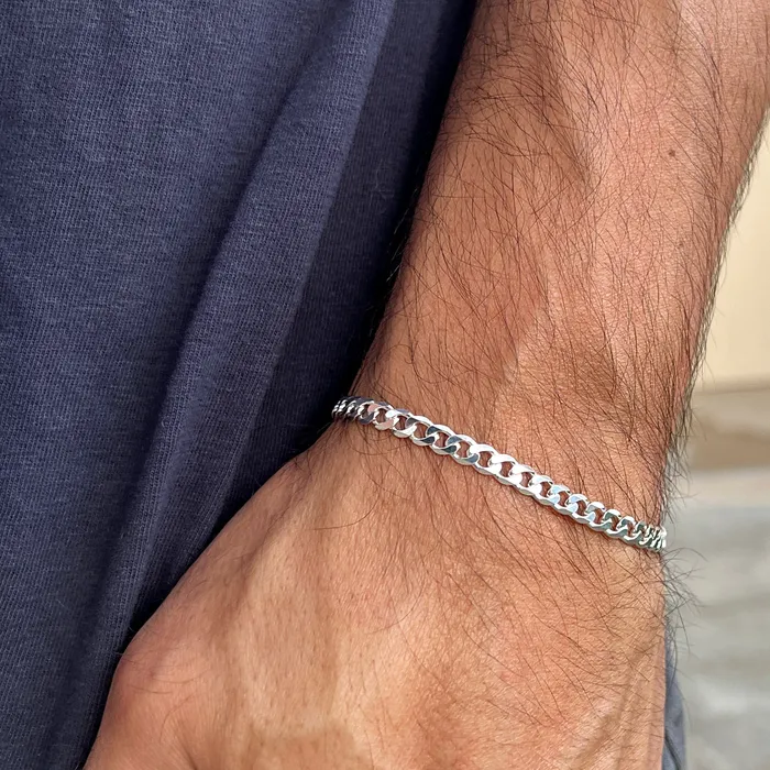 Real 925 Sterling Silver Italy Flat Cuban Link Chain Bracelet 5MM 785 Harlem Bracelets Real 925 Sterling Silver Italy Flat Cuban Link Chain Bracelet 5MM 785 Harlem Bracelets