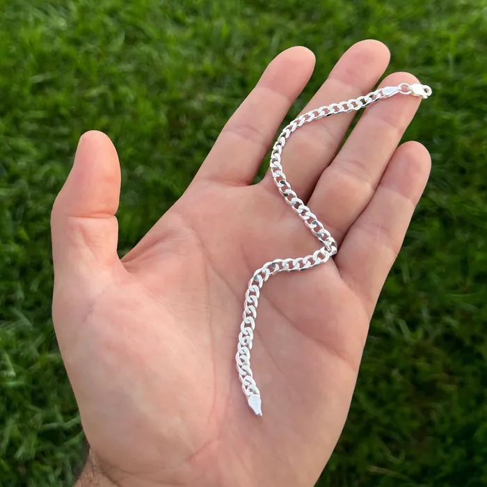 Real 925 Sterling Silver Italy Flat Cuban Link Chain Bracelet 5MM 785 Harlem Bracelets Real 925 Sterling Silver Italy Flat Cuban Link Chain Bracelet 5MM 785 Harlem Bracelets
