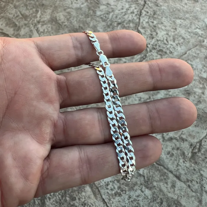 Real 925 Sterling Silver Italy Flat Cuban Link Chain Bracelet 5MM 785 Harlem Bracelets Real 925 Sterling Silver Italy Flat Cuban Link Chain Bracelet 5MM 785 Harlem Bracelets