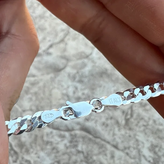 Real 925 Sterling Silver Italy Flat Cuban Link Chain Bracelet 5MM 785 Harlem Bracelets Real 925 Sterling Silver Italy Flat Cuban Link Chain Bracelet 5MM 785 Harlem Bracelets