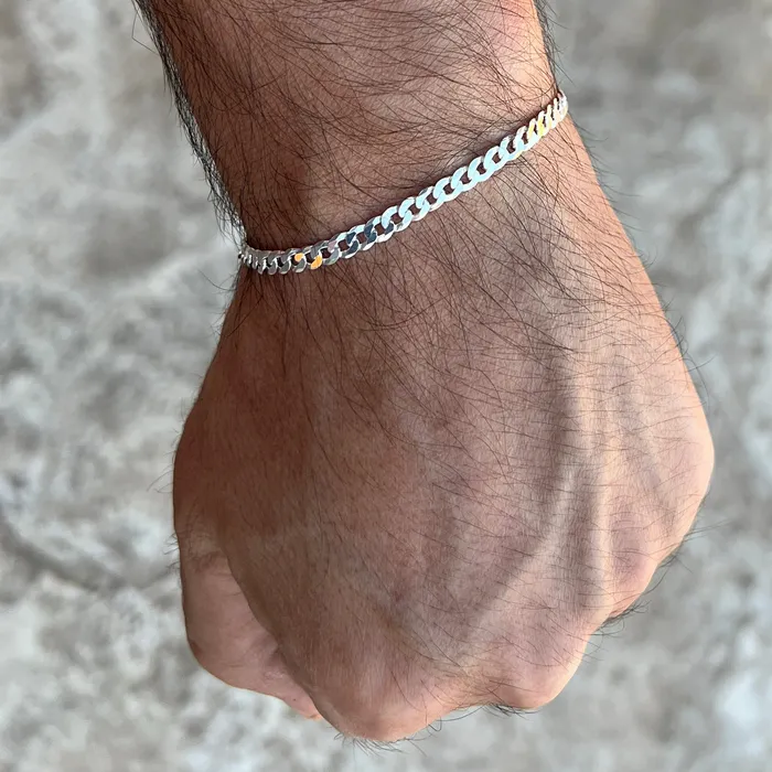 Real 925 Sterling Silver Italy Flat Cuban Link Chain Bracelet 5MM 785 Harlem Bracelets Real 925 Sterling Silver Italy Flat Cuban Link Chain Bracelet 5MM 785 Harlem Bracelets