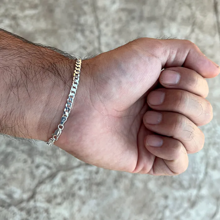Real 925 Sterling Silver Italy Flat Cuban Link Chain Bracelet 5MM 785 Harlem Bracelets Real 925 Sterling Silver Italy Flat Cuban Link Chain Bracelet 5MM 785 Harlem Bracelets