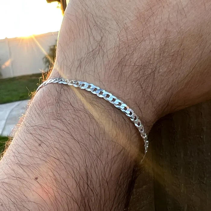 Real 925 Sterling Silver Italy Flat Cuban Link Chain Bracelet 5MM 785 Harlem Bracelets Real 925 Sterling Silver Italy Flat Cuban Link Chain Bracelet 5MM 785 Harlem Bracelets