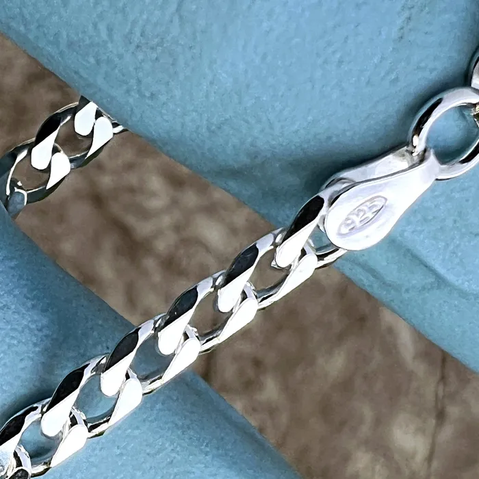 Real 925 Sterling Silver Italy Flat Cuban Link Chain Bracelet 5MM 785 Harlem Bracelets Real 925 Sterling Silver Italy Flat Cuban Link Chain Bracelet 5MM 785 Harlem Bracelets
