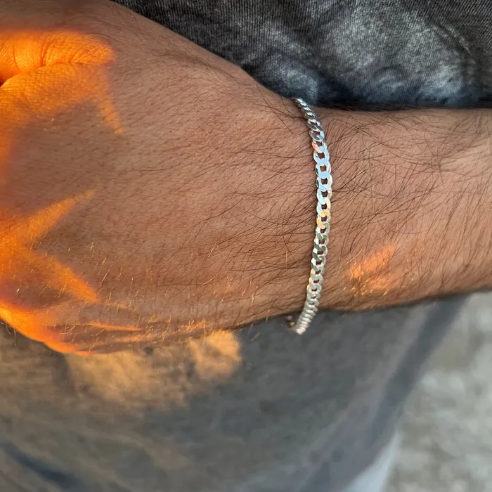 Real 925 Sterling Silver Italy Flat Cuban Link Chain Bracelet 5MM 785 Harlem Bracelets Real 925 Sterling Silver Italy Flat Cuban Link Chain Bracelet 5MM 785 Harlem Bracelets