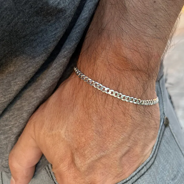 Real 925 Sterling Silver Italy Flat Cuban Link Chain Bracelet 5MM 785 Harlem Bracelets Real 925 Sterling Silver Italy Flat Cuban Link Chain Bracelet 5MM 785 Harlem Bracelets