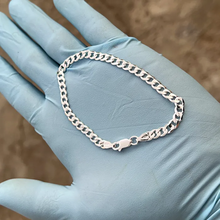 Real 925 Sterling Silver Italy Flat Cuban Link Chain Bracelet 5MM 785 Harlem Bracelets Real 925 Sterling Silver Italy Flat Cuban Link Chain Bracelet 5MM 785 Harlem Bracelets