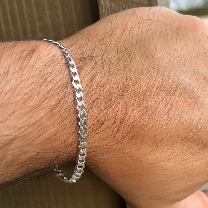 Real 925 Sterling Silver Italy Flat Cuban Link Chain Bracelet 5MM 785 Harlem Bracelets Real 925 Sterling Silver Italy Flat Cuban Link Chain Bracelet 5MM 785 Harlem Bracelets
