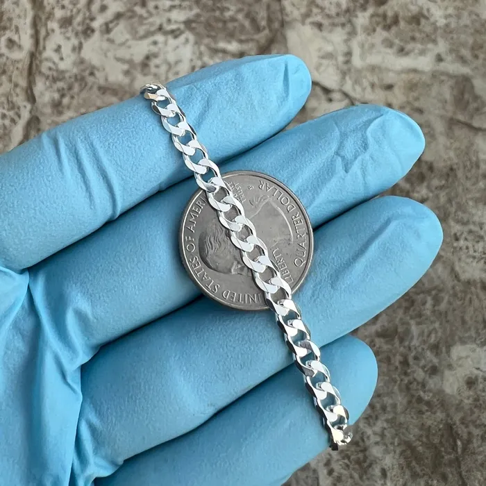 Real 925 Sterling Silver Italy Flat Cuban Link Chain Bracelet 5MM 785 Harlem Bracelets Real 925 Sterling Silver Italy Flat Cuban Link Chain Bracelet 5MM 785 Harlem Bracelets