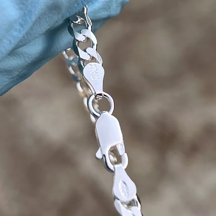 Real 925 Sterling Silver Italy Flat Cuban Link Chain Bracelet 5MM 785 Harlem Bracelets Real 925 Sterling Silver Italy Flat Cuban Link Chain Bracelet 5MM 785 Harlem Bracelets
