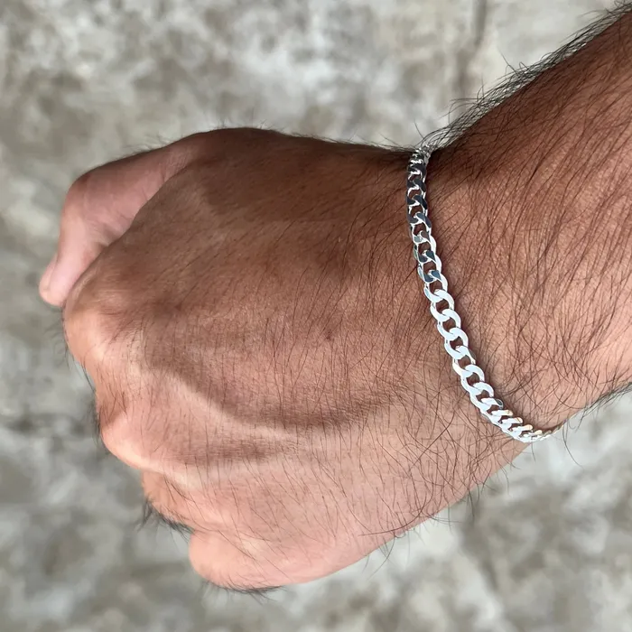 Real 925 Sterling Silver Italy Flat Cuban Link Chain Bracelet 5MM 785 Harlem Bracelets Real 925 Sterling Silver Italy Flat Cuban Link Chain Bracelet 5MM 785 Harlem Bracelets