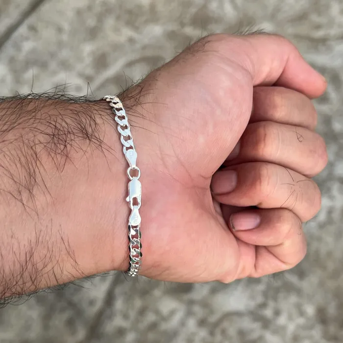 Real 925 Sterling Silver Italy Flat Cuban Link Chain Bracelet 5MM 785 Harlem Bracelets Real 925 Sterling Silver Italy Flat Cuban Link Chain Bracelet 5MM 785 Harlem Bracelets