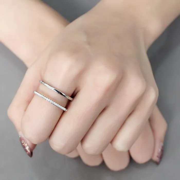 Rings Alamode DA249 High polished no plating Stainless Steel Ring with AAA Grade CZ in Clear