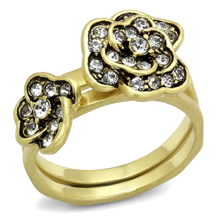 Rings Alamode LO4111 Antique Copper Brass Ring with Top Grade Crystal in Clear Rings Alamode LO4111 Antique Copper Brass Ring with Top Grade Crystal in Clear