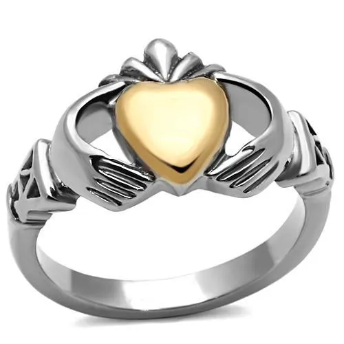 Rings Alamode TK1156 TwoTone IP Rose Gold Stainless Steel Ring with No Stone