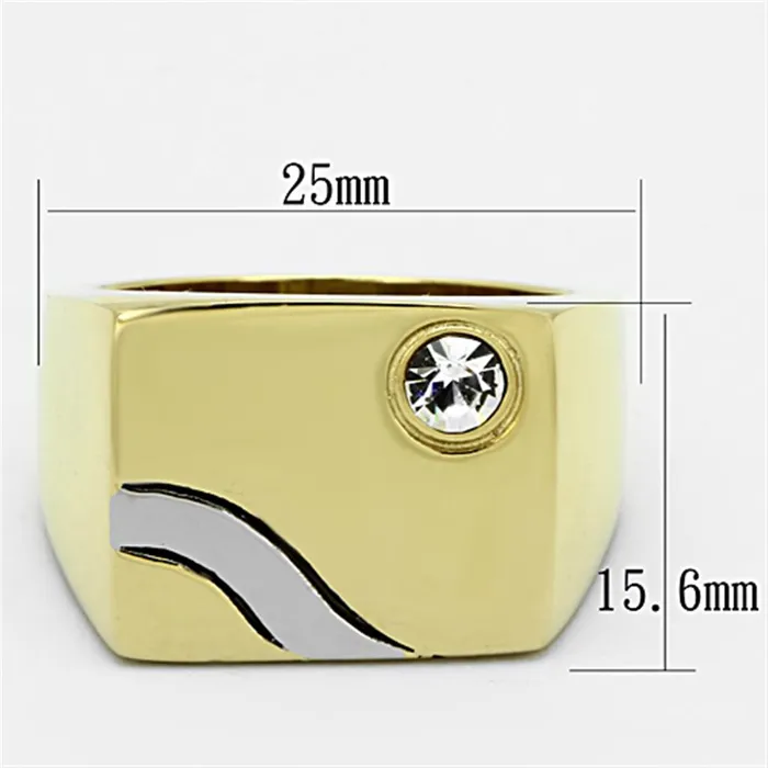 Rings Alamode TK1186 TwoTone IP Gold Ion Plating Stainless Steel Ring with Top Grade Crystal in Clear