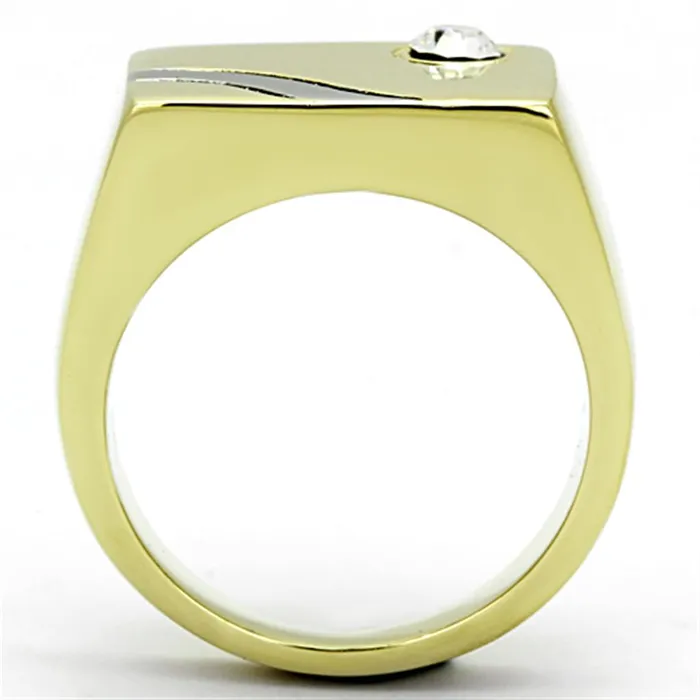 Rings Alamode TK1186 TwoTone IP Gold Ion Plating Stainless Steel Ring with Top Grade Crystal in Clear
