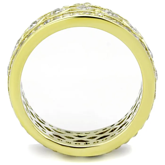 Rings Alamode TK1558 IP GoldIon Plating Stainless Steel Ring with AAA Grade CZ in Clear