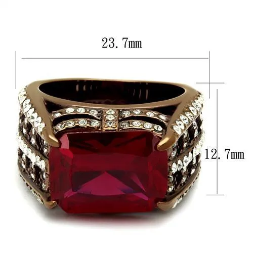 Rings Alamode TK2779 IP Coffee light Stainless Steel Ring with Synthetic Synthetic Glass in Garnet