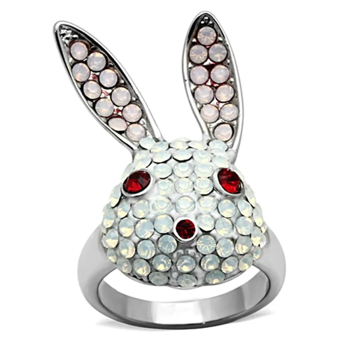 Rings Alamode TK931 High polished no plating Stainless Steel Ring with Top Grade Crystal in Multi Color