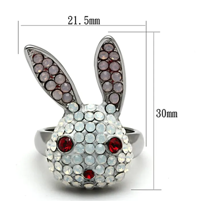 Rings Alamode TK931 High polished no plating Stainless Steel Ring with Top Grade Crystal in Multi Color