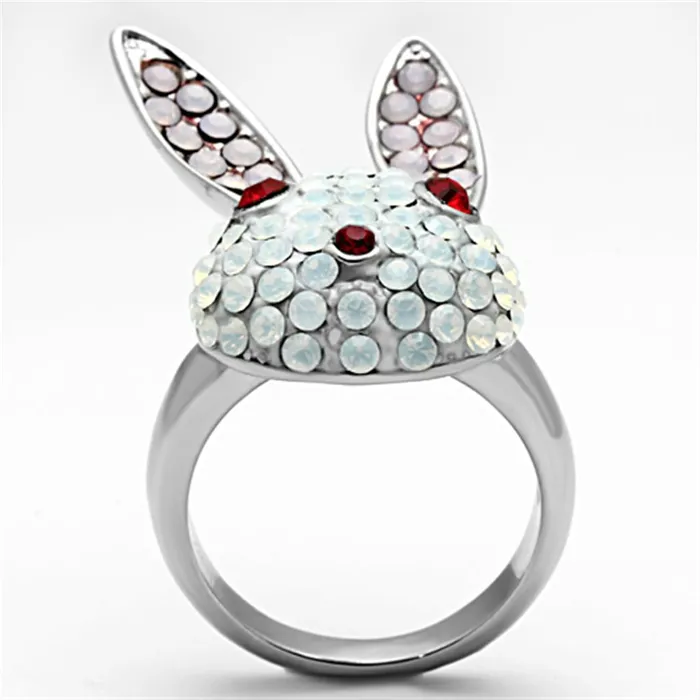 Rings Alamode TK931 High polished no plating Stainless Steel Ring with Top Grade Crystal in Multi Color