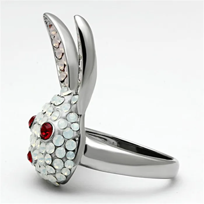 Rings Alamode TK931 High polished no plating Stainless Steel Ring with Top Grade Crystal in Multi Color