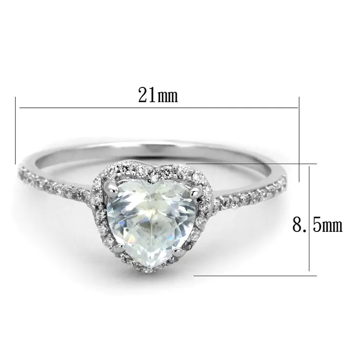 Rings Alamode TS270 Rhodium 925 Sterling Silver Ring with AAA Grade CZ in Clear