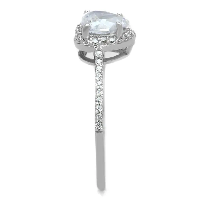 Rings Alamode TS270 Rhodium 925 Sterling Silver Ring with AAA Grade CZ in Clear