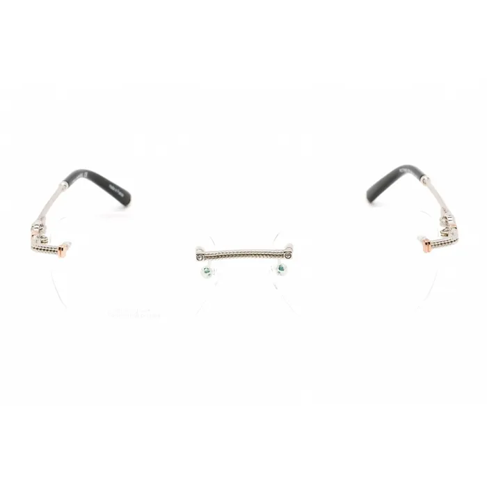 Rings Charriol Charriol Mens Eyeglasses Shiny SilverPink Gold Metal Rectangular PC71046 C02