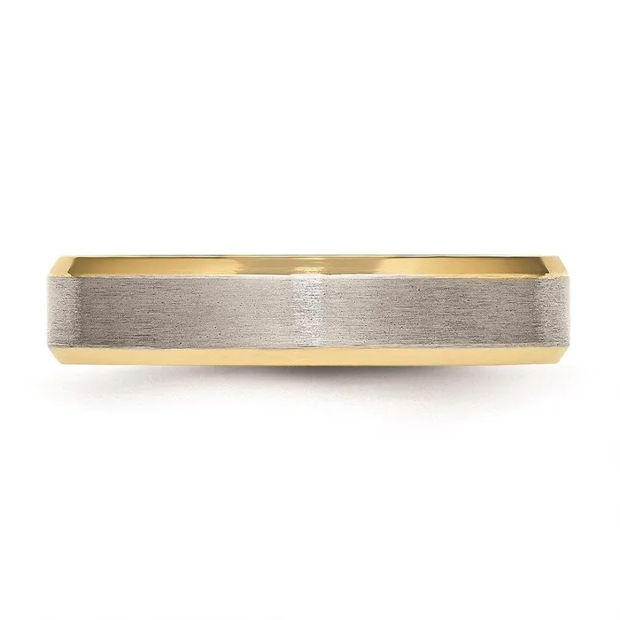 Rings Chisel Stainless Steel Beveled Edge 5mm BrushedPolished Yellow IPplated Band Rings Chisel Stainless Steel Beveled Edge 5mm BrushedPolished Yellow IPplated Band