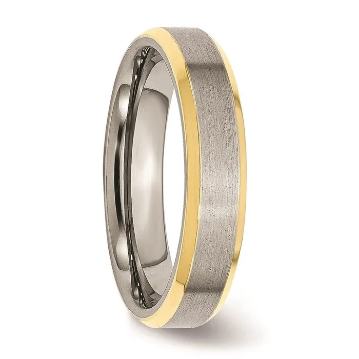 Rings Chisel Stainless Steel Beveled Edge 5mm BrushedPolished Yellow IPplated Band Rings Chisel Stainless Steel Beveled Edge 5mm BrushedPolished Yellow IPplated Band