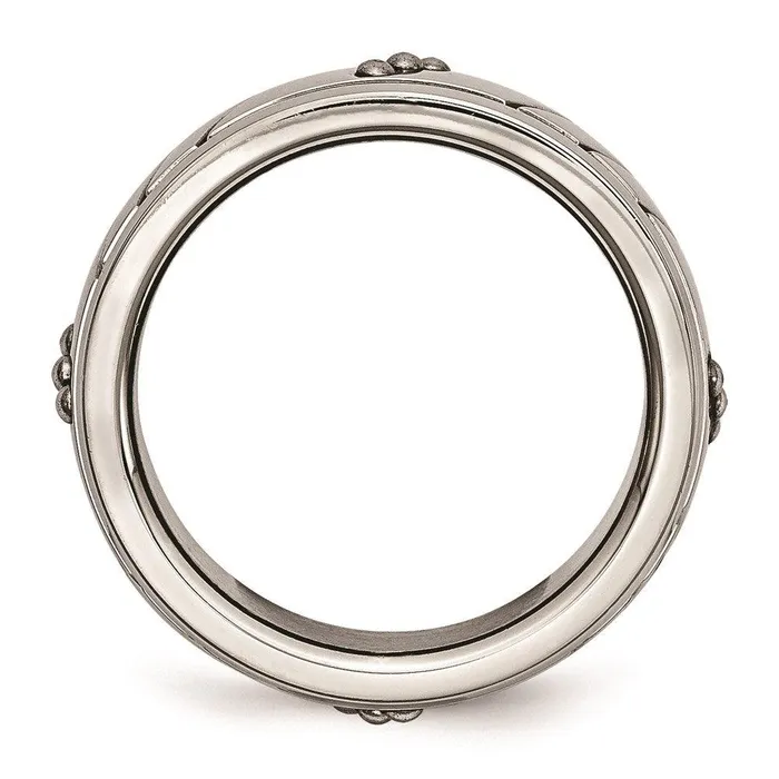 Rings Chisel Stainless Steel Polished Beaded Grooved Ring Rings Chisel Stainless Steel Polished Beaded Grooved Ring