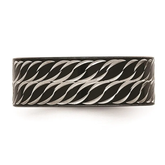 Rings Chisel Stainless Steel Polished Black IP DiamondCut Ring Rings Chisel Stainless Steel Polished Black IP DiamondCut Ring