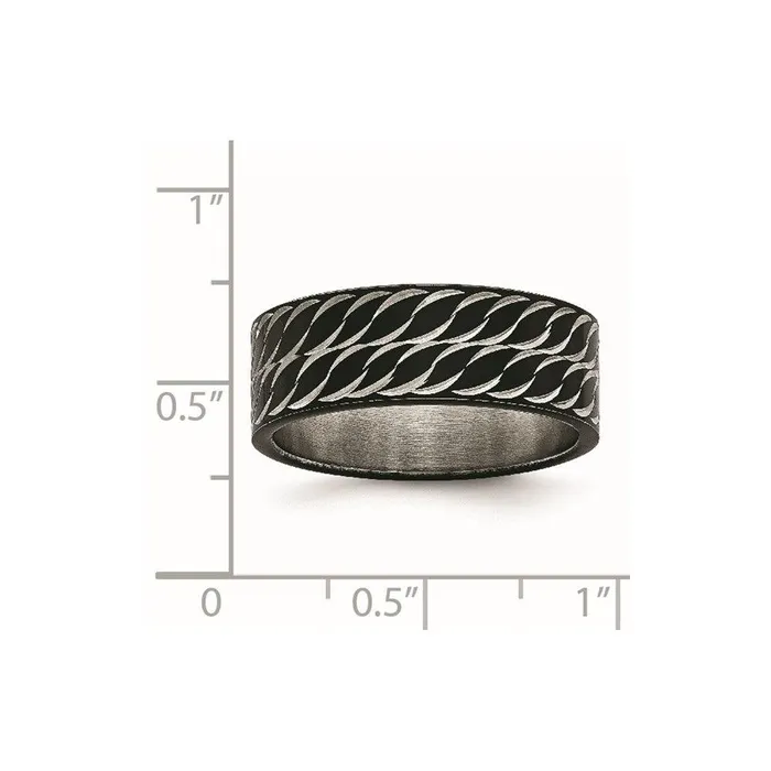 Rings Chisel Stainless Steel Polished Black IP DiamondCut Ring Rings Chisel Stainless Steel Polished Black IP DiamondCut Ring