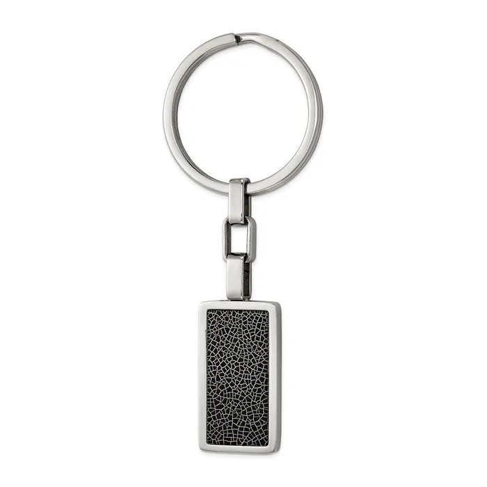 Rings Chisel Stainless Steel Polished wBlack Stoving Varnish Key Ring
