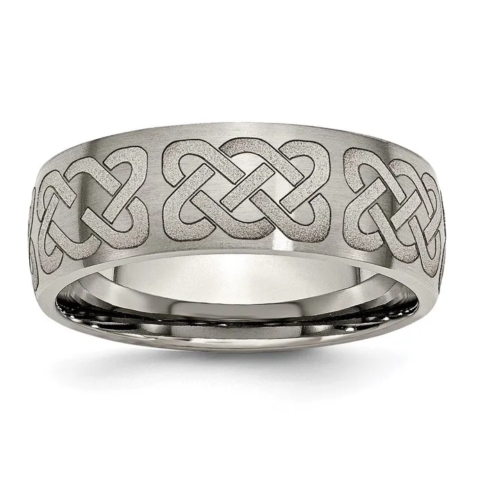 Rings Chisel Titanium 8mm Laser Design Brushed Band TB26B Rings Chisel Titanium 8mm Laser Design Brushed Band TB26B
